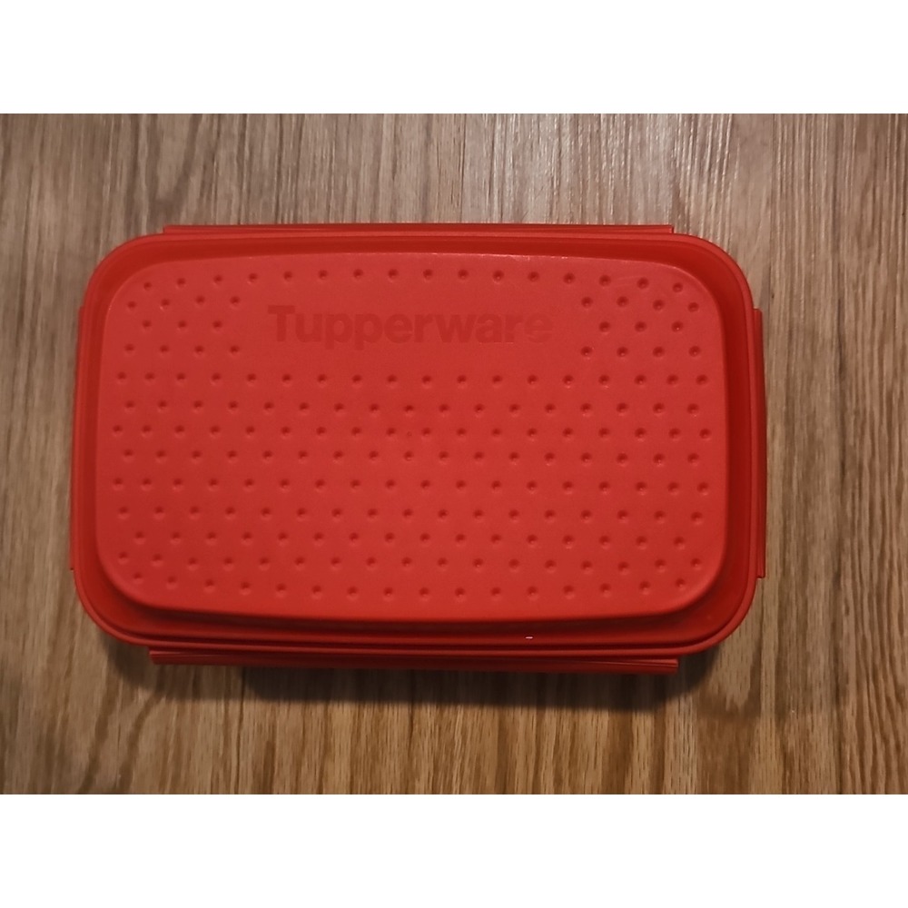 Tupperware Rectangle Smart Prep Marinate / Flip & Shake Breader Red